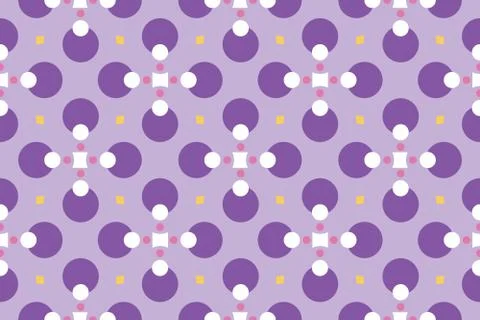 Vector seamless geometric pattern. Shaped circles, squares and diamonds in pu Stock Illustration