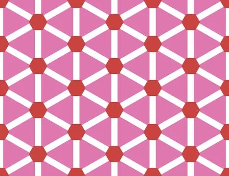 Vector seamless geometric pattern. Shaped red hexagons and white lines, pink  イラスト素材
