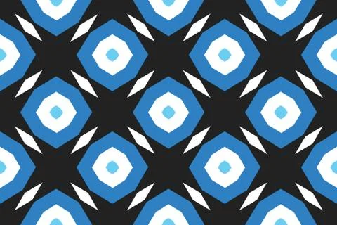 Vector seamless geometric pattern. Shaped blue and white octagonals and diamo Stock Illustration