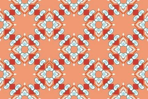 Vector seamless geometric pattern. Shapes in turquoise, blue, brown, white co Illustrazione stock