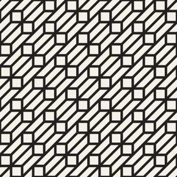 Vector seamless geometric pattern. Simple abstract lines lattice. Repeating Stock Illustration