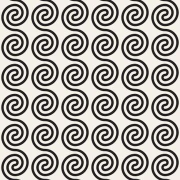 Vector seamless geometric pattern. Simple abstract spiral lines lattice. Repe Stock Illustration