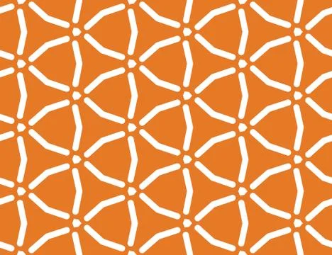 Vector seamless geometric pattern. White lines, orange background. Stock Illustration