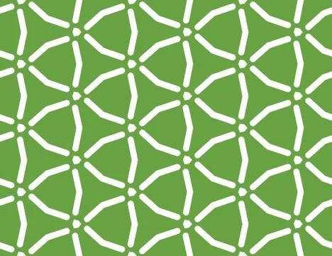 Vector seamless geometric pattern. White lines, green background. Stock Illustration
