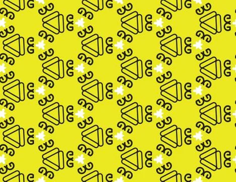 Vector seamless geometric pattern. Yellow background, white lines. 스톡 일러스트
