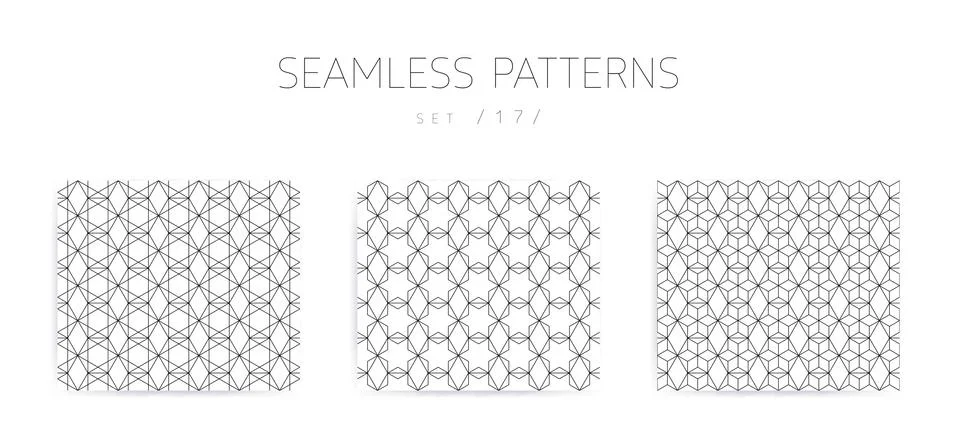 Vector seamless geometric patterns collection with editable stro Stock-Illustration