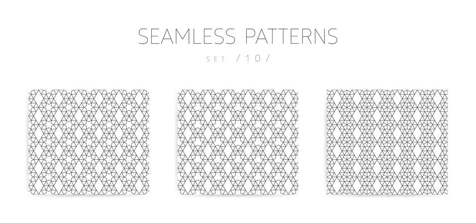 Vector seamless geometric patterns collection with editable stro Stock Illustration