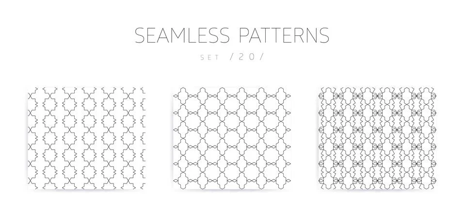 Vector seamless geometric patterns collection with editable stro 스톡 일러스트