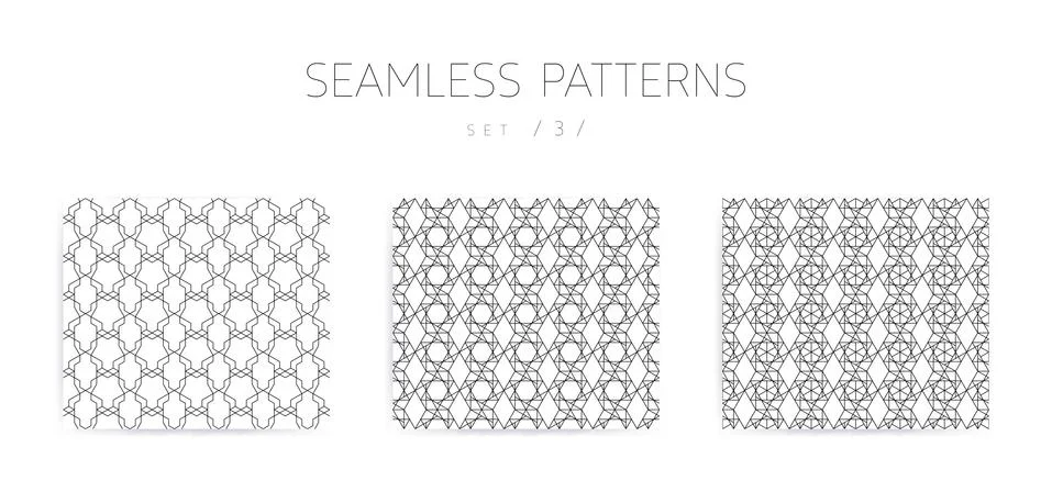 Vector seamless geometric patterns collection with editable stro 스톡 일러스트