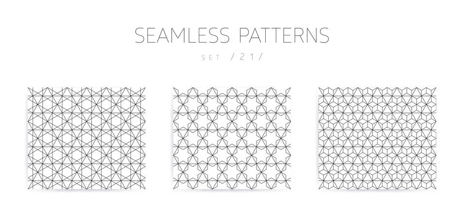 Vector seamless geometric patterns collection with editable stro Stock Illustration
