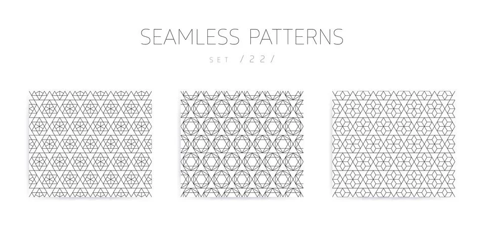 Vector seamless geometric patterns collection with editable stro 스톡 일러스트