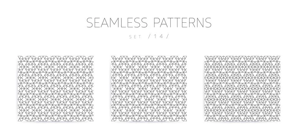 Vector seamless geometric patterns collection with editable stro 스톡 일러스트