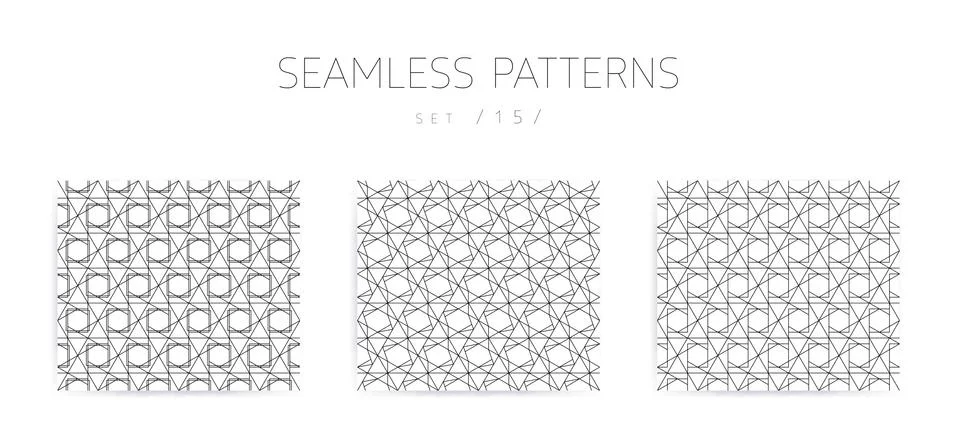 Vector seamless geometric patterns collection with editable stro Stock Illustration
