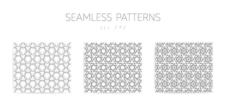 Vector seamless geometric patterns collection with editable stro 스톡 일러스트