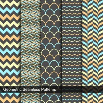 Vector seamless geometric patterns. 스톡 일러스트