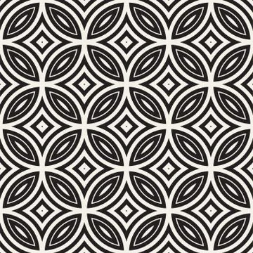 Vector Seamless Geometric Rounded Lines Pattern. Abstract Geometric Background Illustrazione stock