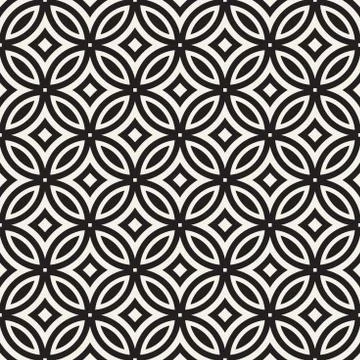 Vector Seamless Geometric Rounded Lines Pattern. Abstract Geometric Background Stock Illustration