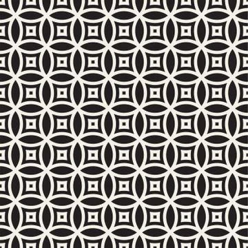 Vector Seamless Geometric Rounded Lines Pattern. Abstract Geometric Background Stock Illustration