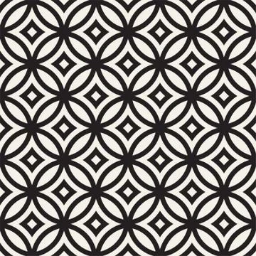 Vector Seamless Geometric Rounded Lines Pattern. Abstract Geometric Backgro.. Stock Illustration