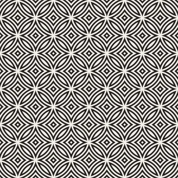 Vector Seamless Geometric Rounded Lines Pattern. Abstract Geometric Backgro.. Stock Illustration