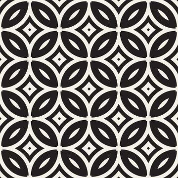 Vector Seamless Geometric Rounded Lines Pattern. Abstract Geometric Backgro.. Stock Illustration