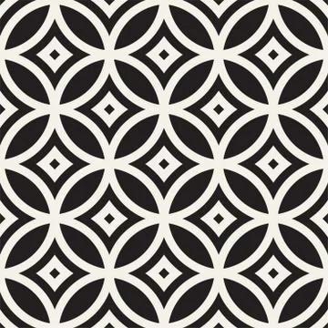 Vector Seamless Geometric Rounded Lines Pattern. Abstract Geometric Backgro.. Stock Illustration