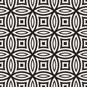 Vector Seamless Geometric Rounded Lines Pattern. Abstract Geometric Backgro.. Stock Illustration