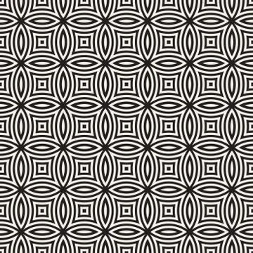 Vector Seamless Geometric Rounded Lines Pattern. Abstract Geometric Backgro.. Stock Illustration
