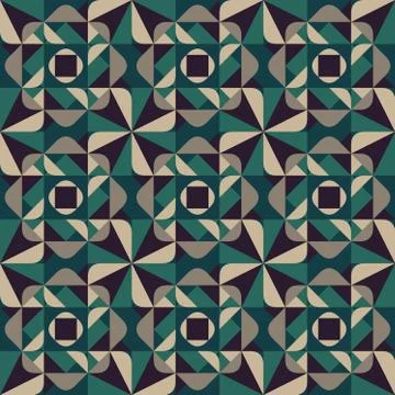 Vector Seamless Geometric Rounded Triangle Shapes Square Green Grey Pattern Dark Stock Illustration