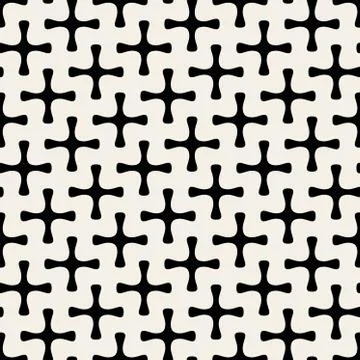 Vector Seamless Geometric Simple Rounded Plus Cross Shape Pattern Stock Illustration
