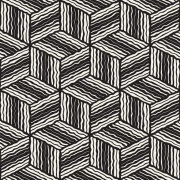 Vector Seamless Geometric Stripes Cube Pattern Illustrazione stock