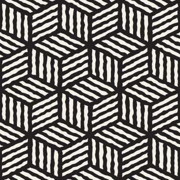 Vector Seamless Geometric Stripes Cube Pattern 스톡 일러스트