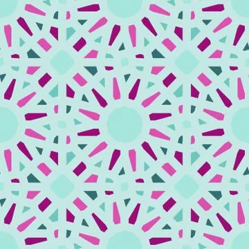 Vector Seamless Geometric Tiling Pattern in Teal and Pink Stock Illustration