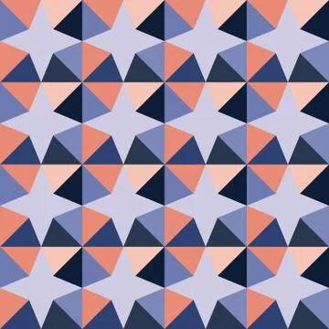 Vector Seamless Geometric Triangle Stars Purple Pink Pattern イラスト素材