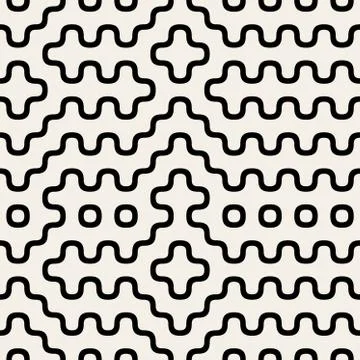 Vector Seamless Geometric Wavy Rounded Lines Abstract Pattern 스톡 일러스트