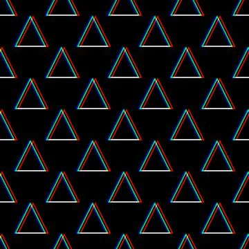 Vector seamless Glitch pattern . Color on black background. Triangle element Stock Illustration