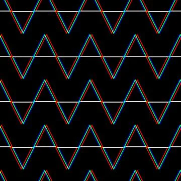 Vector seamless Glitch pattern . Color on black background. Triangle element Stock Illustration