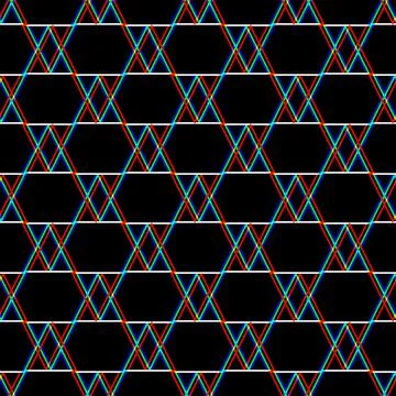 Vector seamless Glitch pattern . Color on black background. Triangle plaid Stock Illustration