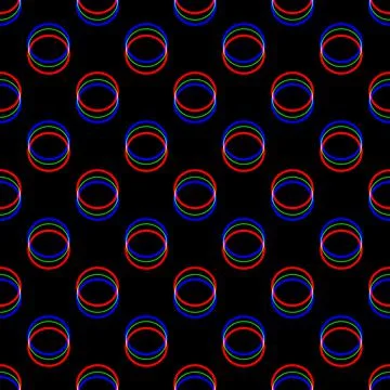 Vector seamless Glitch pattern . Color on black background. Circle round element イラスト素材