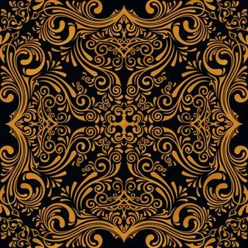 Vector seamless gold pattern with art ornament. Vintage elements for design in Stock Illustration