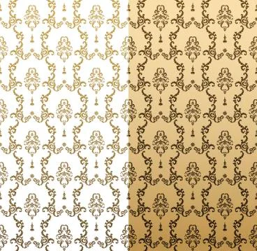 Vector seamless gold pattern with art ornament. Vintage elements for design in Illustrazione stock