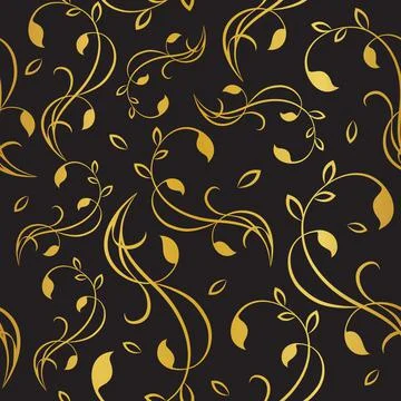 Vector Seamless golden floral pattern Stock Illustration