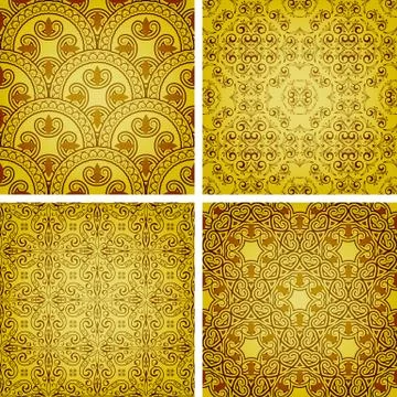 Vector seamless golden patterns Stock Illustration