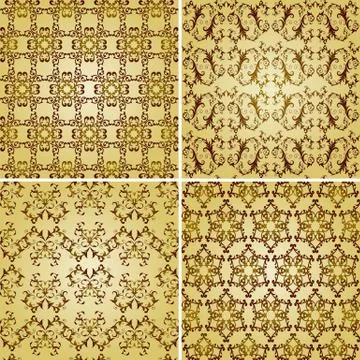 Vector seamless golden patterns, oriental style Stock Illustration