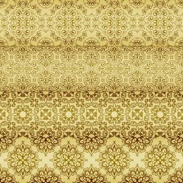 Vector seamless golden patterns, oriental style Stock Illustration