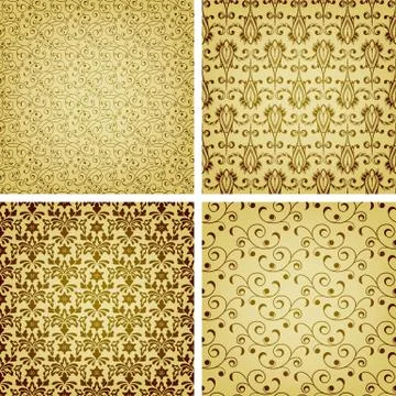 Vector seamless golden patterns, oriental style Illustrazione stock