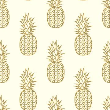 Vector seamless golden pineapple pattern Stock Illustration