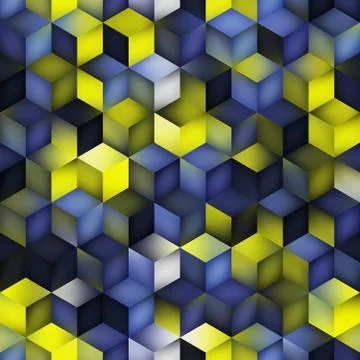Vector Seamless Gradient Cube Shape Rhombus Grid Geometric Pattern Illustrazione stock