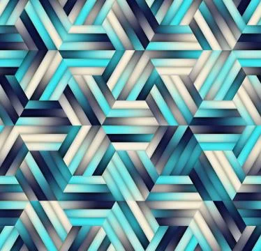 Vector Seamless Gradient Mesh Color Stripes Hexagon Grid in Shades of Navy Blue Illustrazione stock