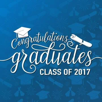 Vector on seamless graduations background congratulations graduates 2017 class Stock Illustration